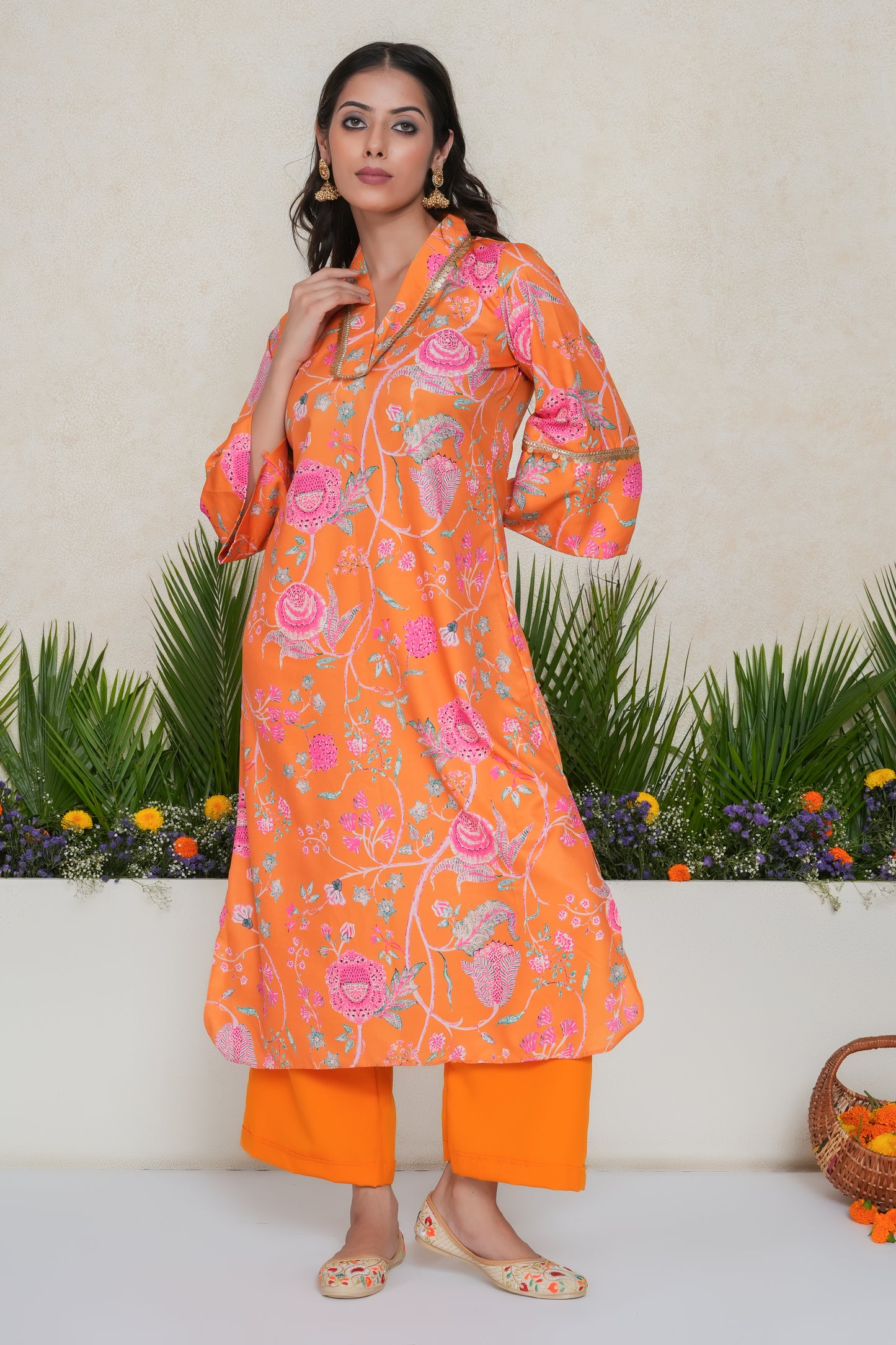 Chintz Floral Embellished Kurta with Palazzo