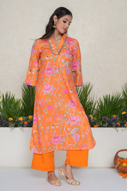 Chintz Floral Embellished Kurta with Palazzo