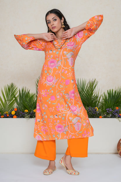 Chintz Floral Embellished Kurta with Palazzo