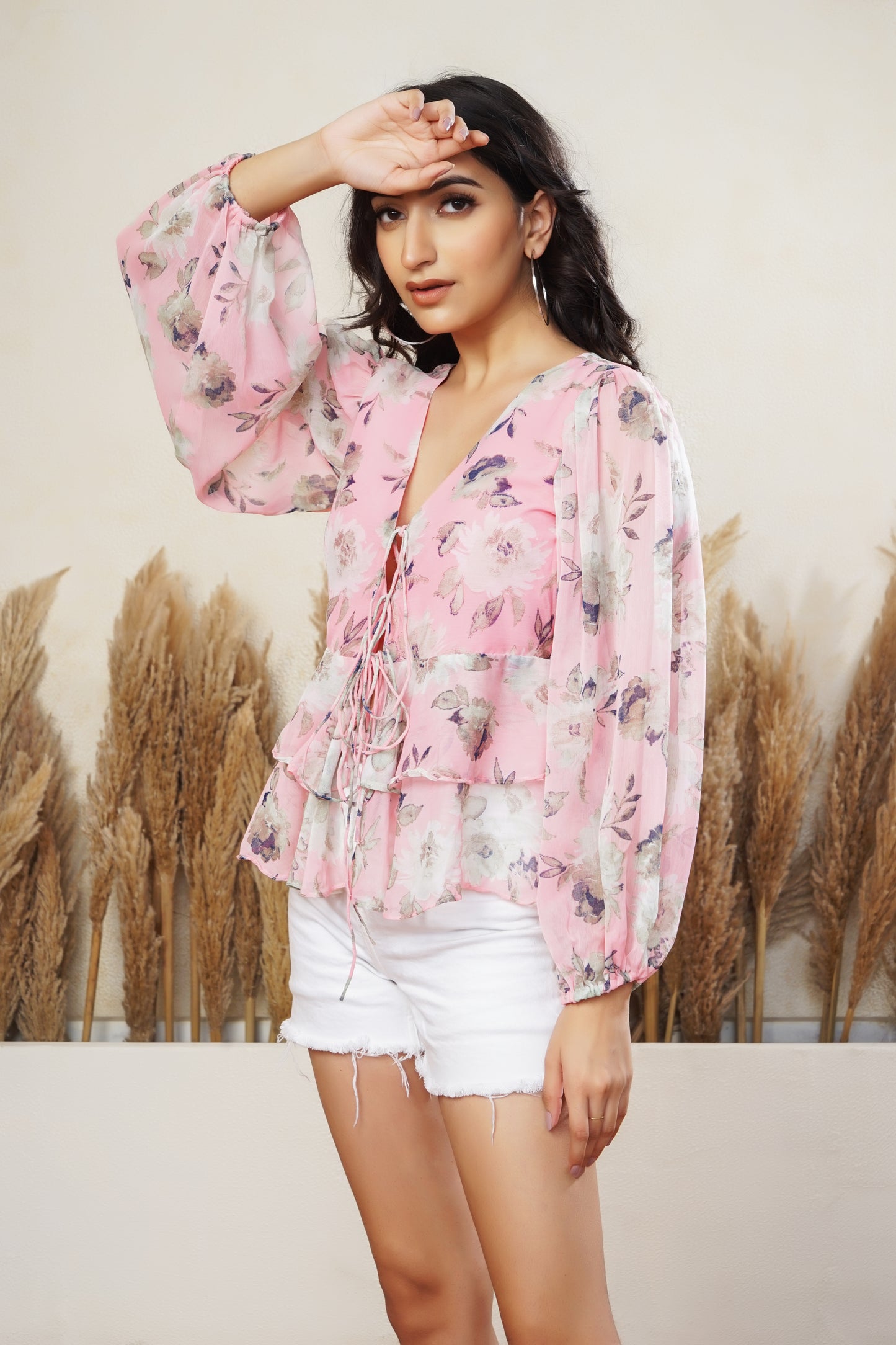 Pink Floral Layered Top