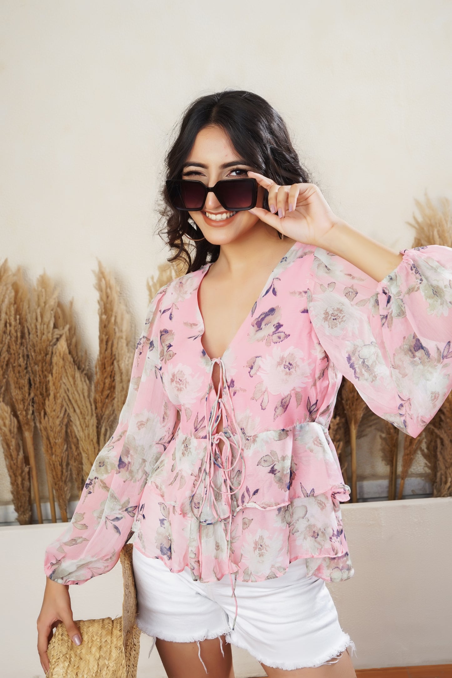 Pink Floral Layered Top