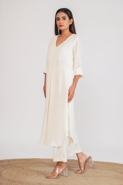 White Georgette Kurta with Pants