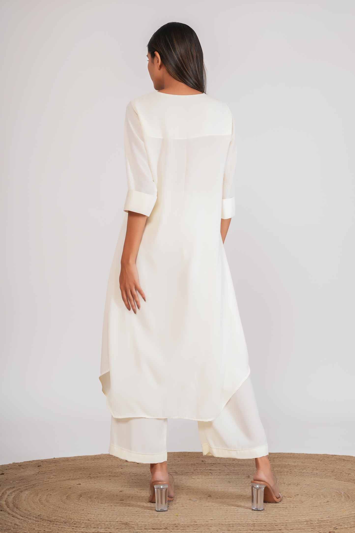 White Georgette Kurta with Pants