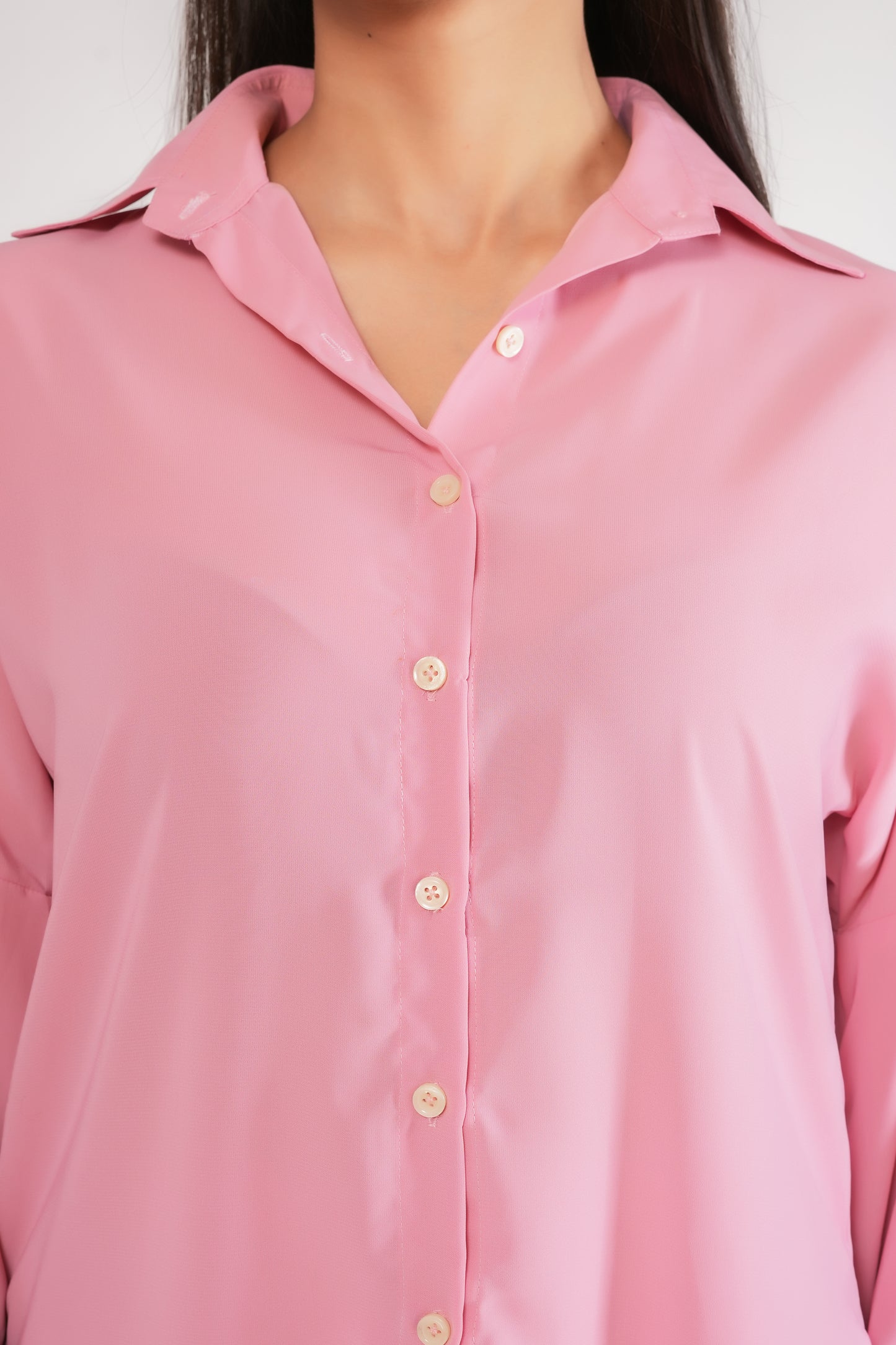 Pink Georgette Loose Fitted Shirt with Pants