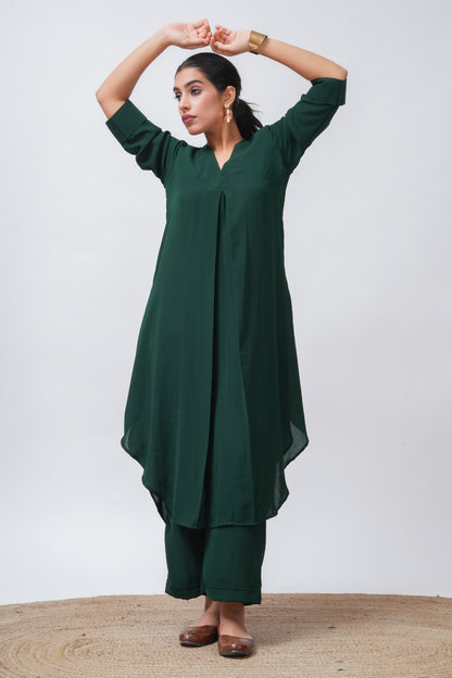 Green Georgette Kurta with Pants