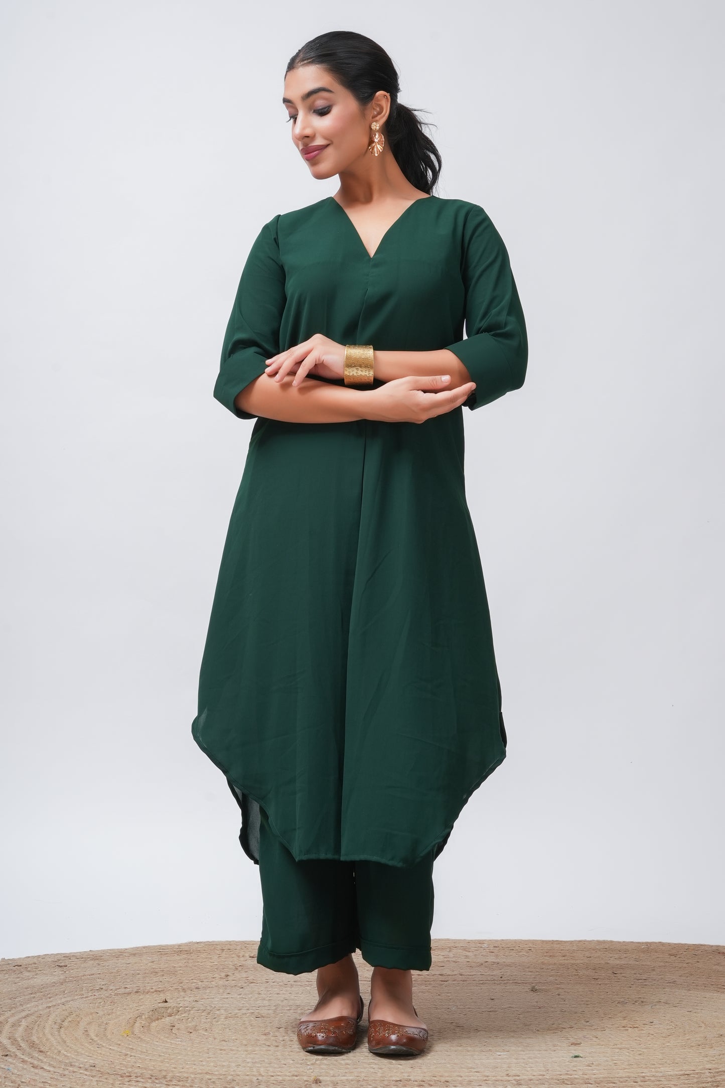 Green Georgette Kurta with Pants