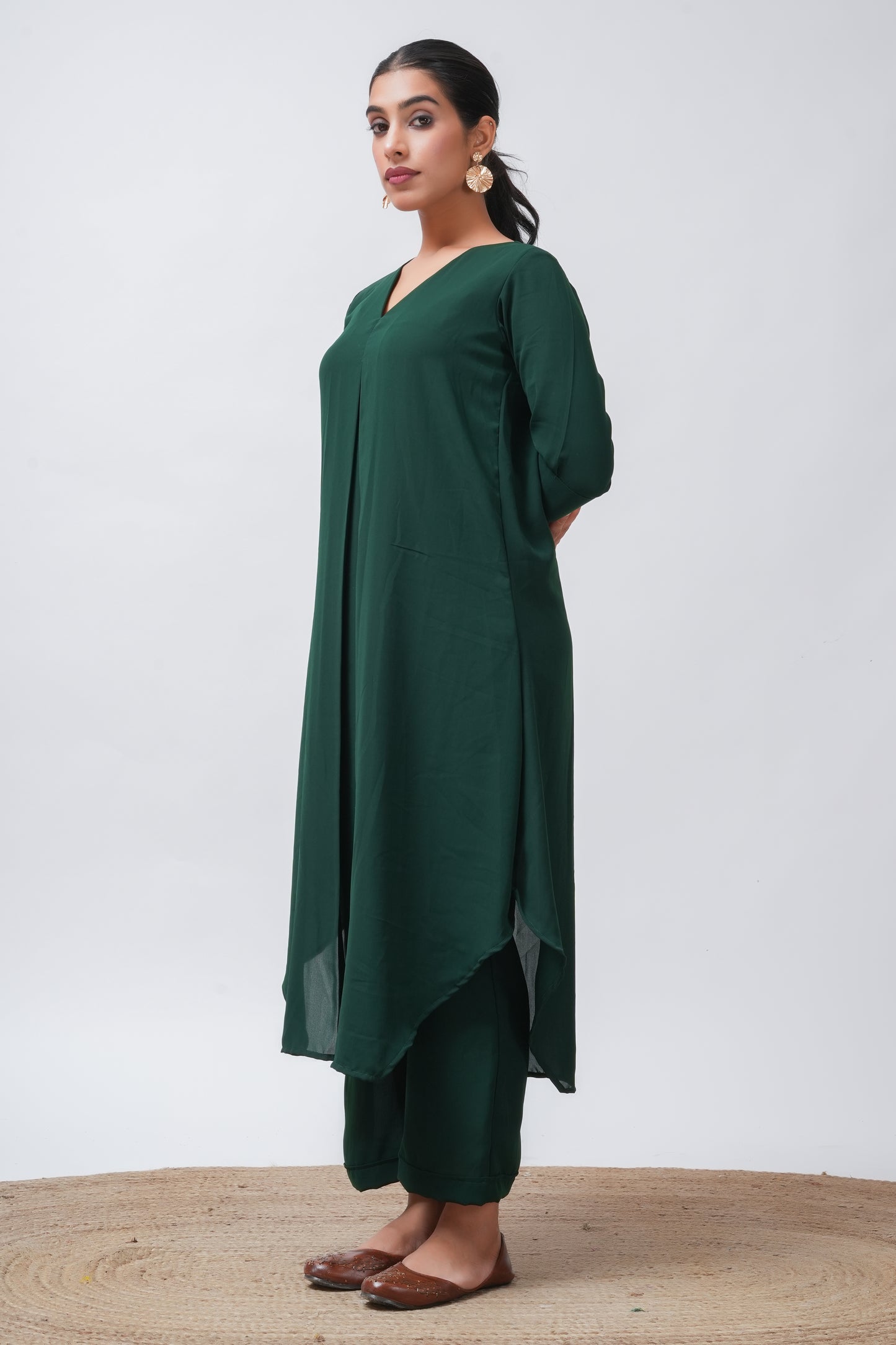 Green Georgette Kurta with Pants