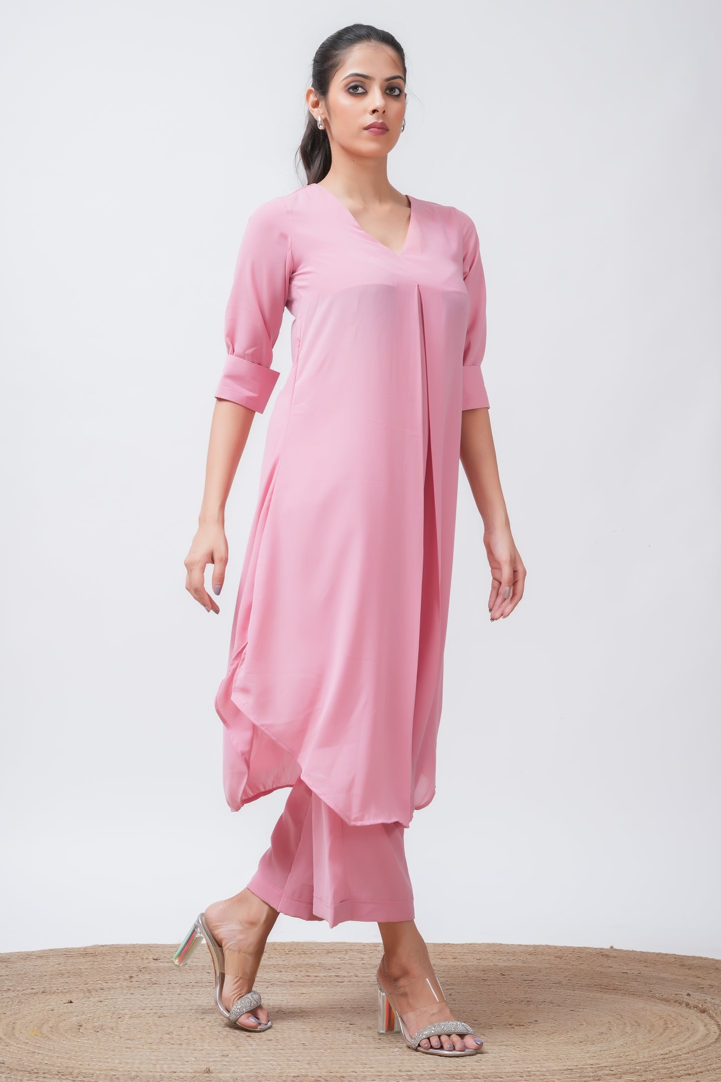 Pink Georgette Kurta with Pants