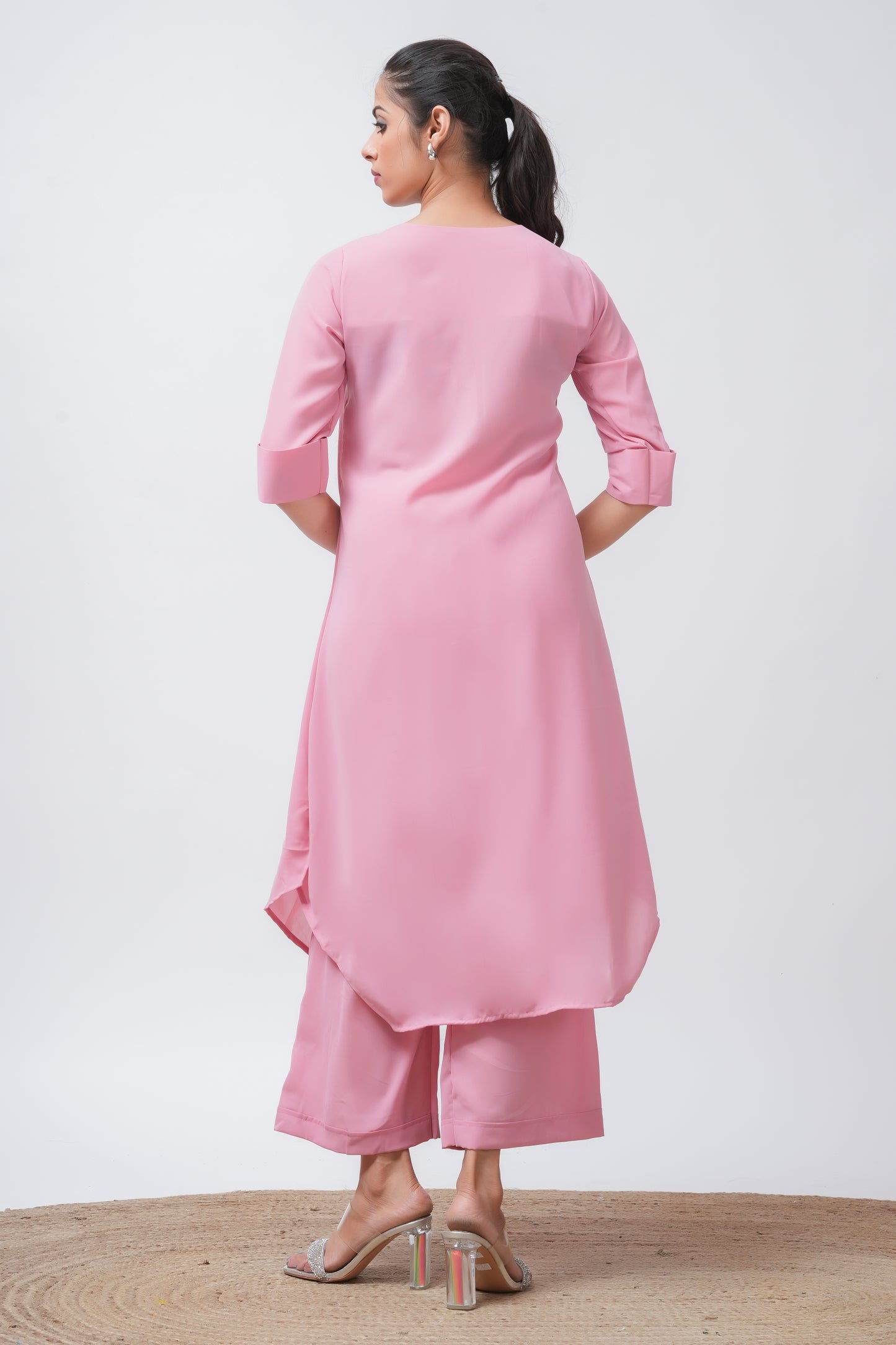 Pink Georgette Kurta with Pants