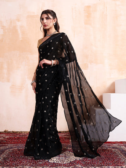 Black Buti embroidered Saree
