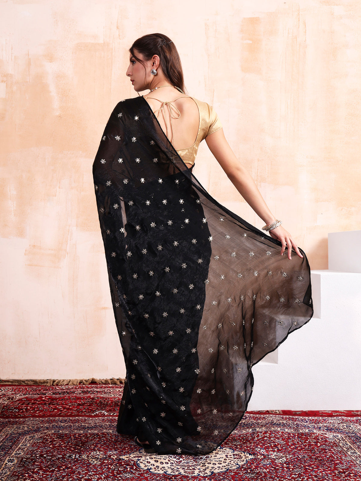 Black Buti embroidered Saree