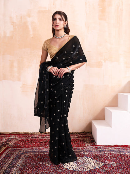 Black Buti embroidered Saree