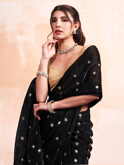 Black Buti embroidered Saree