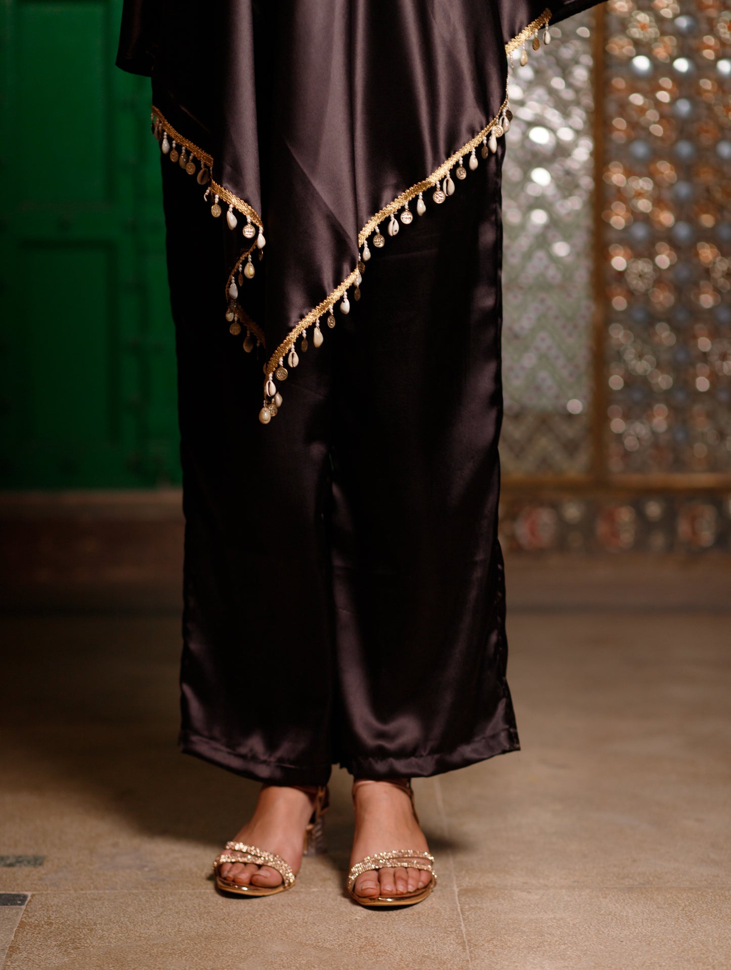 Black Cowl Embellished Kurta