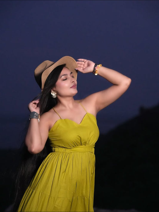 Lime green tiered maxi dress