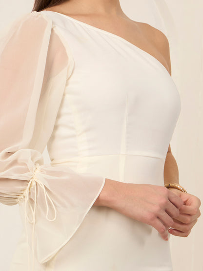 White One Shoulder Midi Dress
