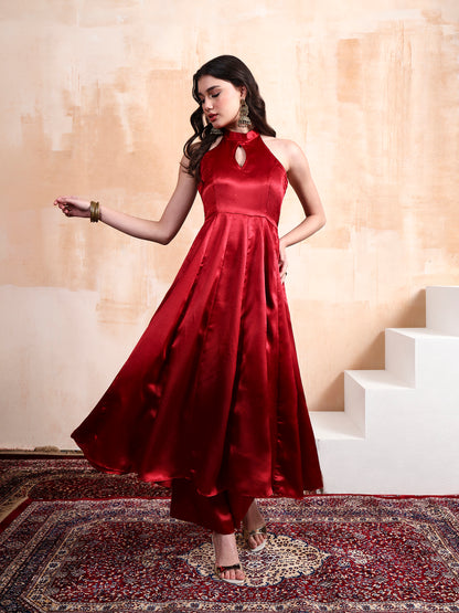 Ruby Anarkali Set with Chanderi Silk Dupatta