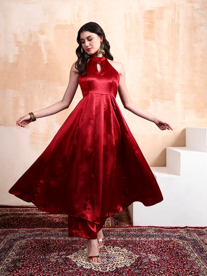 Ruby Anarkali Set with Chanderi Silk Dupatta
