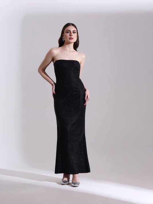 Black Shimmer Bodycon Dress