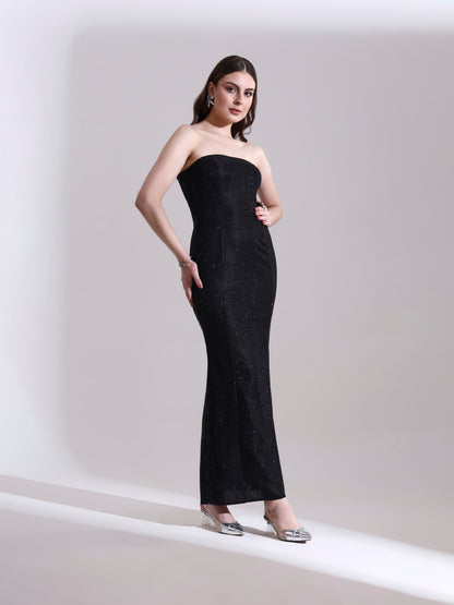 Black Shimmer Bodycon Dress