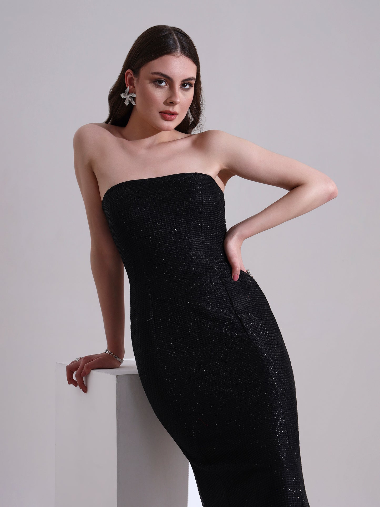 Black Shimmer Bodycon Dress