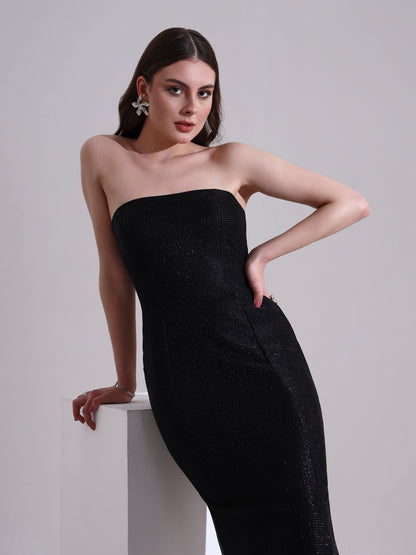 Black Shimmer Bodycon Dress