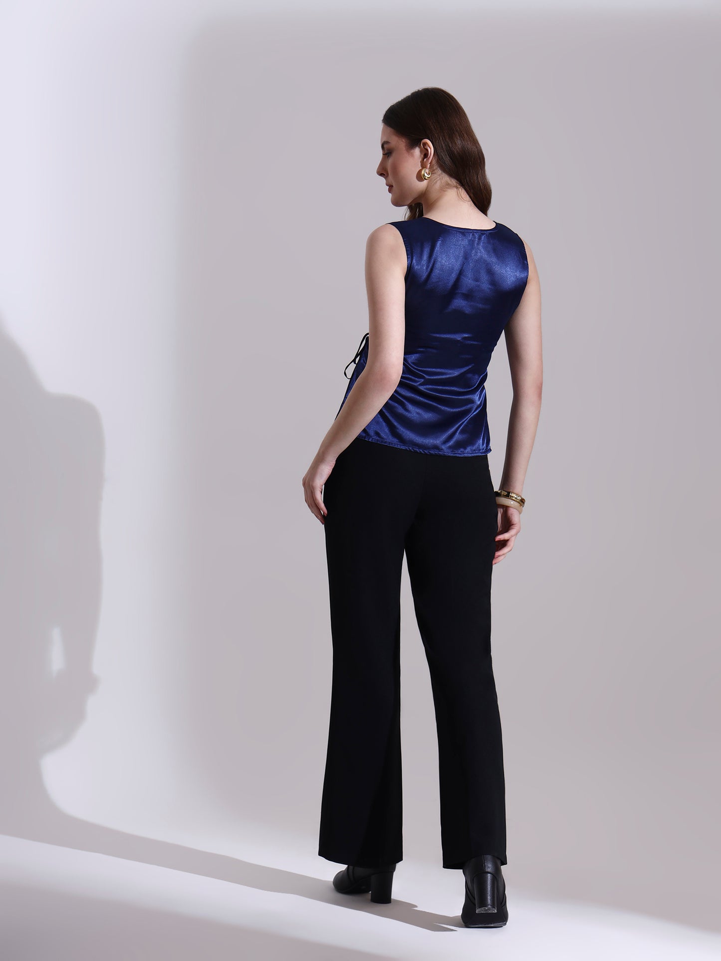 Blue Satin Warp Tie-up Top