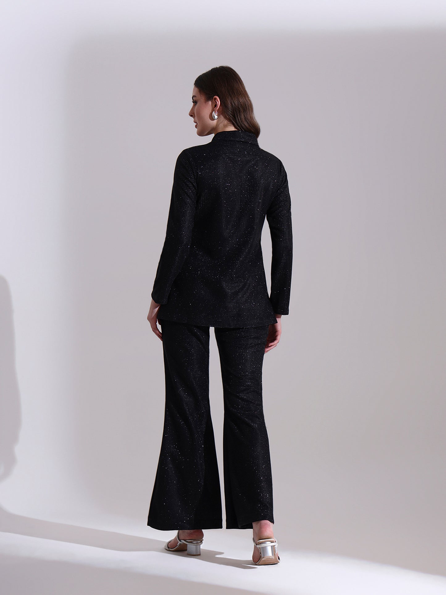 Moonlit Black Shimmer Blazer Set