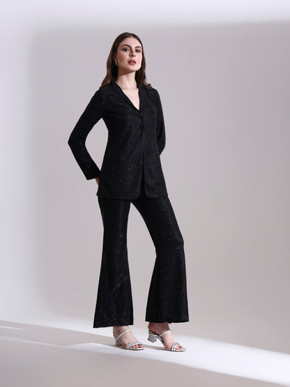Moonlit Black Shimmer Blazer Set