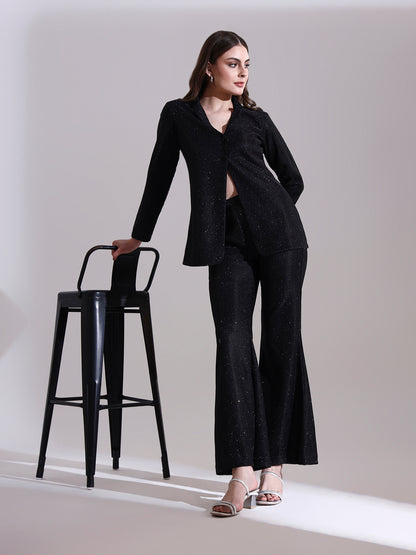 Moonlit Black Shimmer Blazer Set