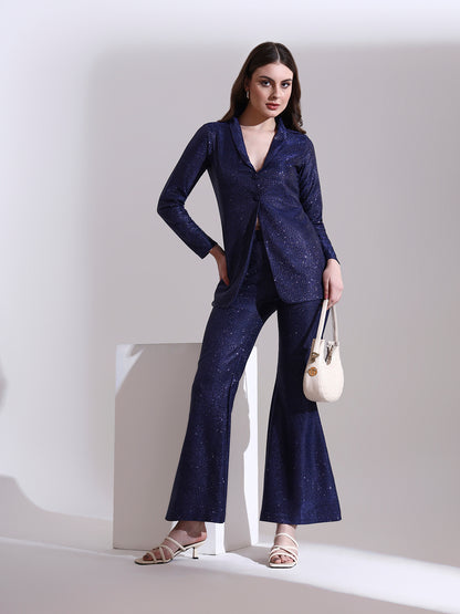 Midnight Blue Shimmer Blazer Set