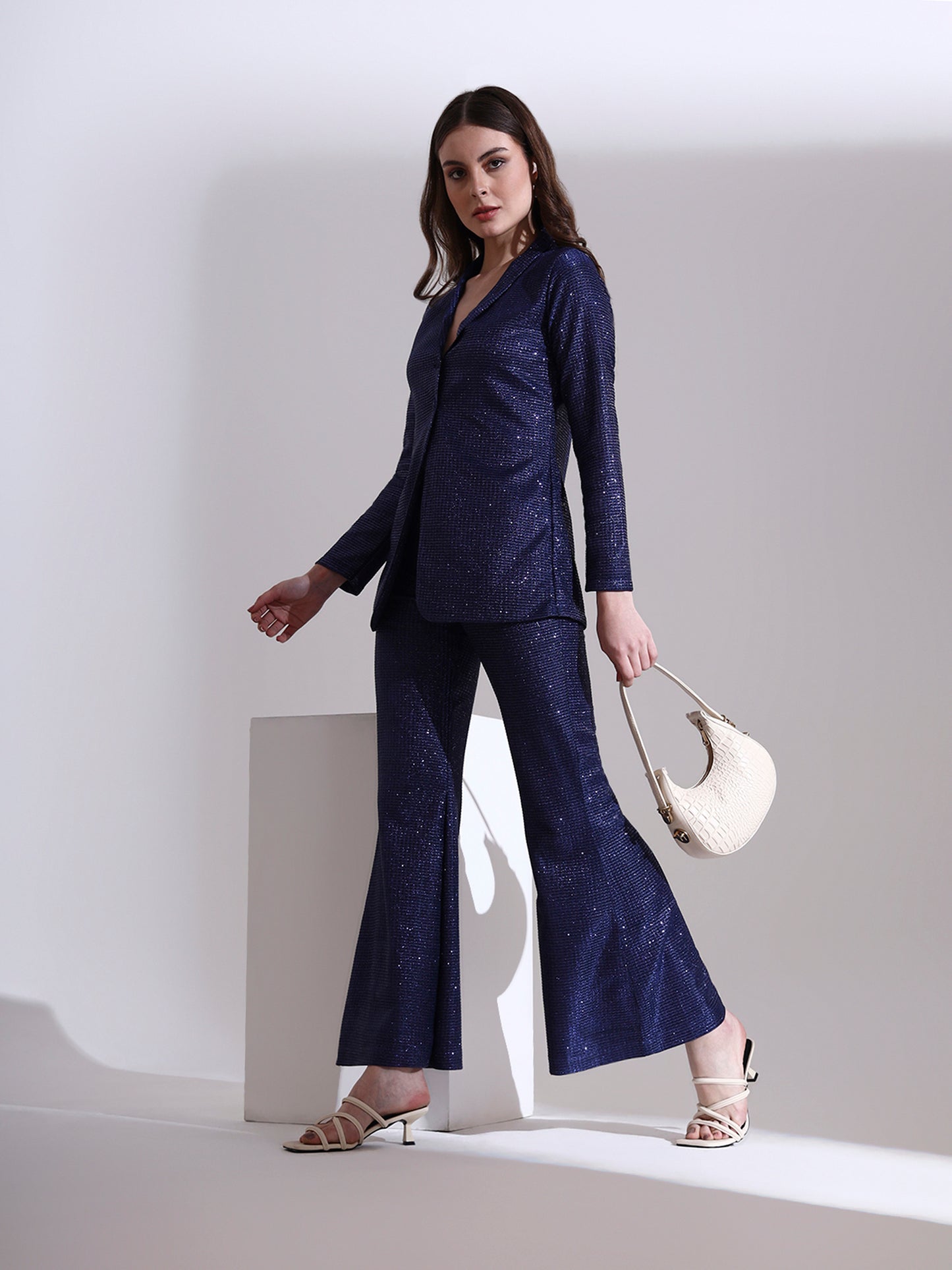 Midnight Blue Shimmer Blazer Set