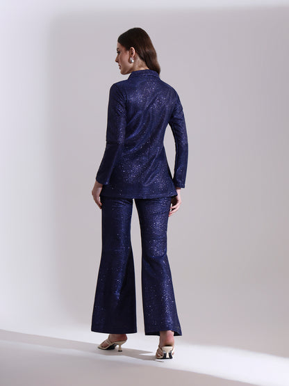 Midnight Blue Shimmer Blazer Set