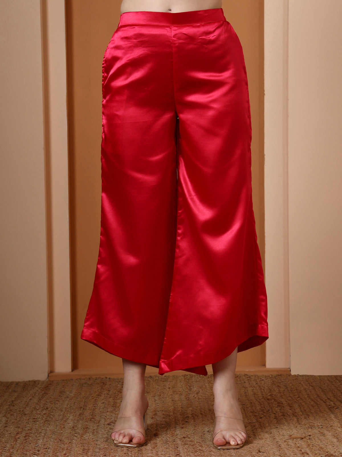 Hot Pink Embellished Kurta and Asymmetric Palazzo set