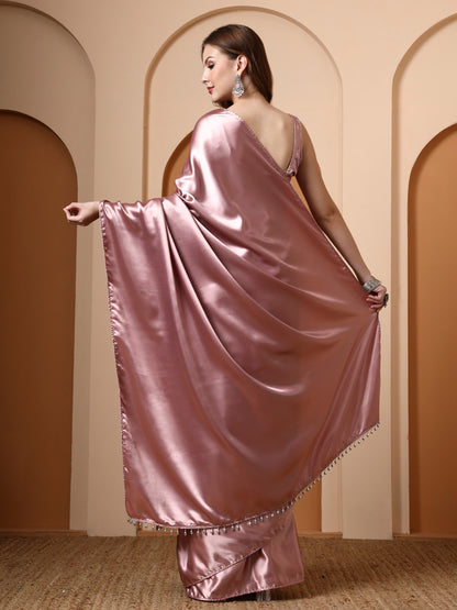 Bubblegum Embellished Satin Saree