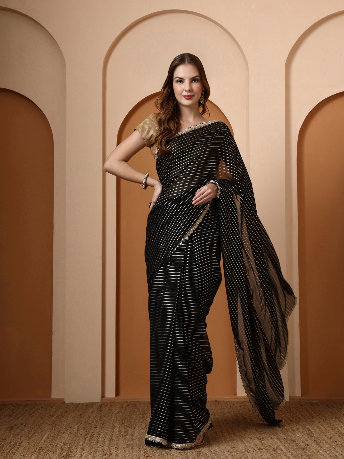 Black Lurex Embellished Saree