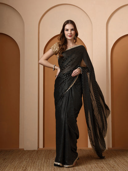 Black Lurex Embellished Saree