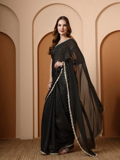 Black Lurex Embellished Saree