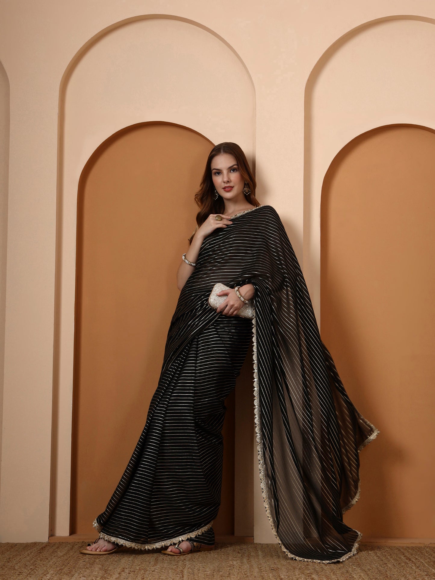 Black Lurex Embellished Saree