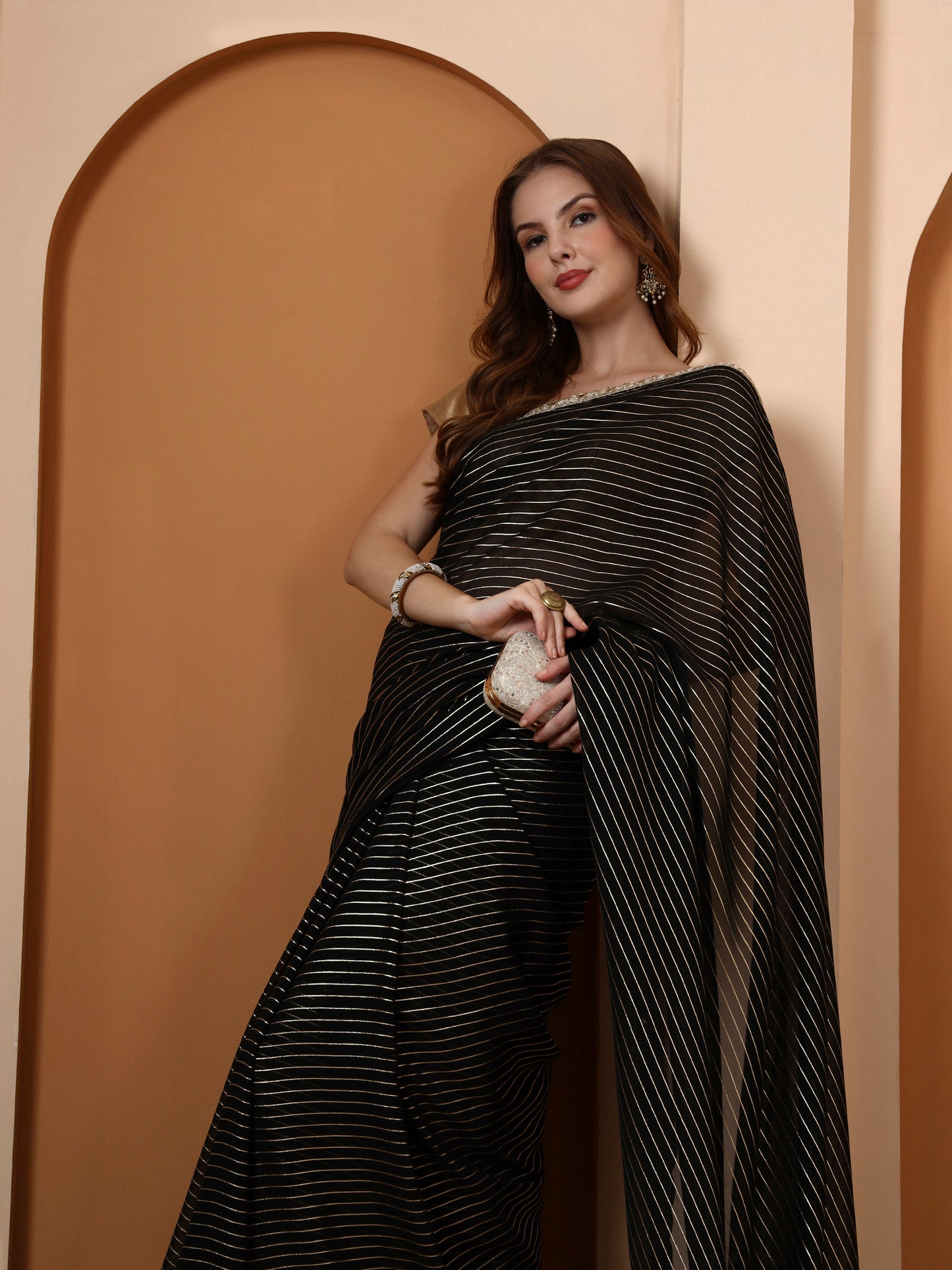 Black Lurex Embellished Saree