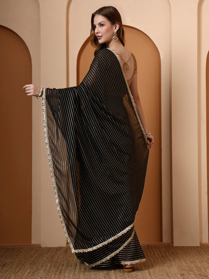 Black Lurex Embellished Saree