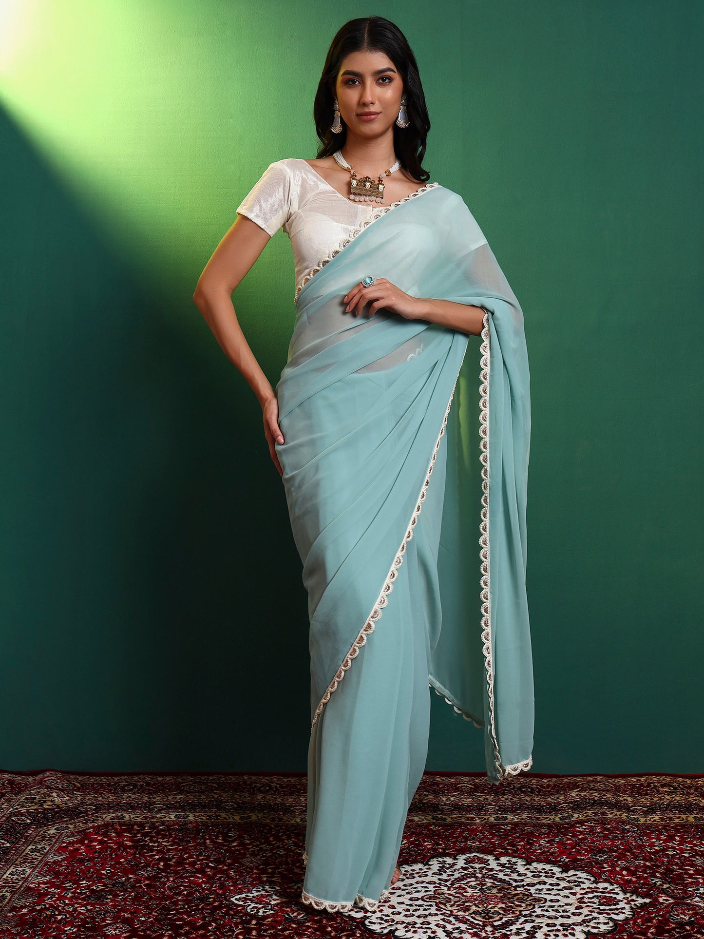 Sapphire Georgette Embellished Saree