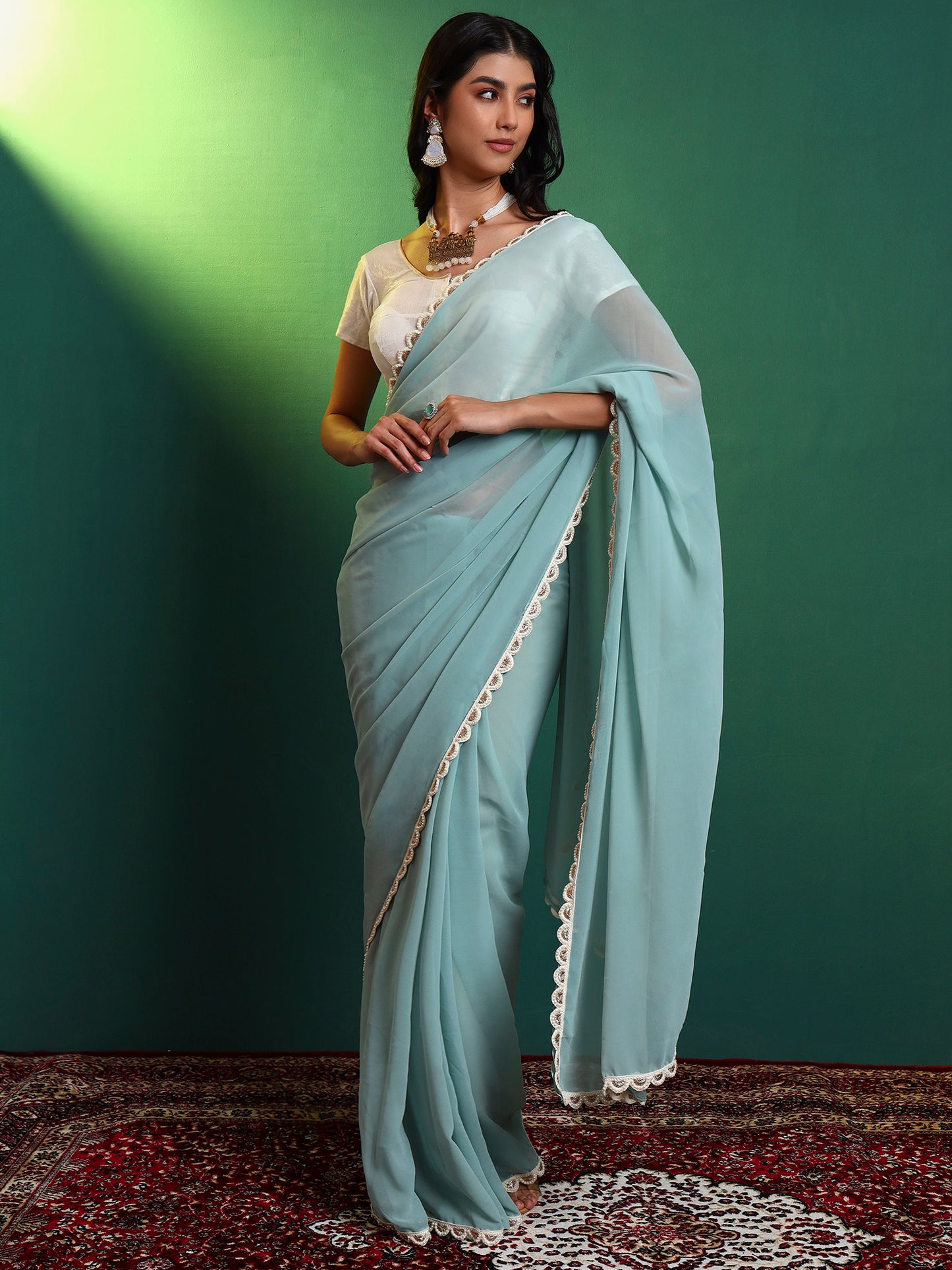Sapphire Georgette Embellished Saree