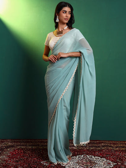 Sapphire Georgette Embellished Saree
