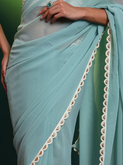 Sapphire Georgette Embellished Saree