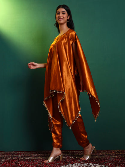 Golden Honey Satin Kaftan Set
