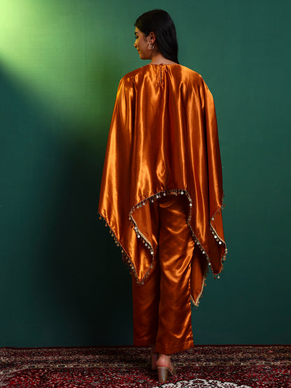 Golden Honey Satin Kaftan Set