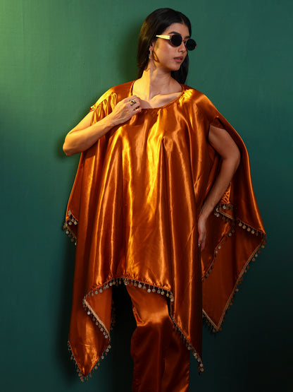 Golden Honey Satin Kaftan Set