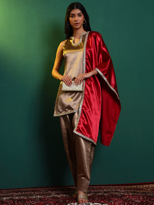 Champagne Satin Farsi Salwar and Kurta Set