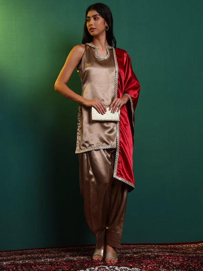 Champagne Satin Farsi Salwar and Kurta Set